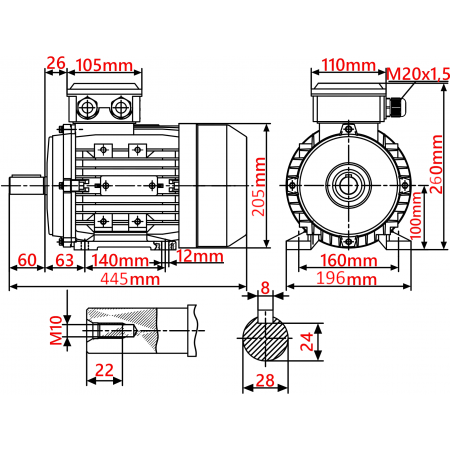 SILNIK ELEKTRYCZNY 2,2 kW 230 V 1430obr 1FAZOWY KONDENSATOR PRACY ROZRUCHU